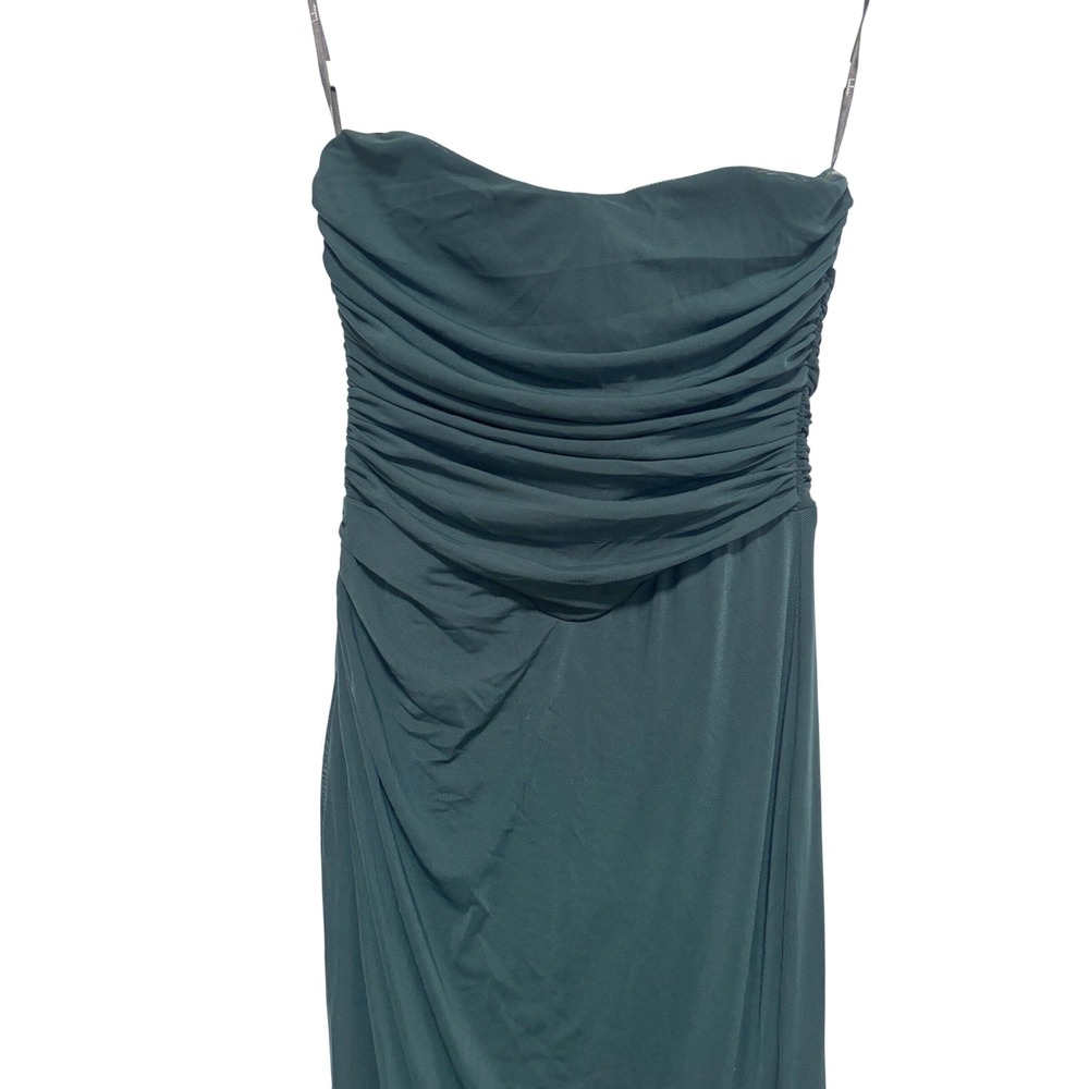 NWT Lulus Epitome of Allure Emerald Green Strapless Ruched Tulip Maxi Dress Sz S - Picture 5 of 8